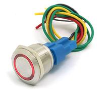 DollaTek 22mm Interruttore momentaneo Interruttore a pulsante 12V DC Angel Eye LED Interruttore Llight rotondo in acciaio inox impermeabile - Rosso