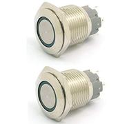 DollaTek 2Pcs 16mm 10A Interruttore momentaneo Interruttore a pulsante 12V DC Angel Eye LED Interruttore Llight rotondo in acciaio inox impermeabile - Rosso