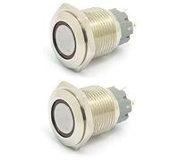 DollaTek 2Pcs 16mm 10A Interruttore momentaneo Interruttore a pulsante 12V DC Angel Eye LED Interruttore Llight rotondo in acciaio inox impermeabile - Verde