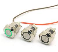 DollaTek 3Pcs 12mm Interruttore a pulsante piatto Reset Interruttore a bilanciere rotondo 12V DC Angel Eye LED impermeabile - Verde