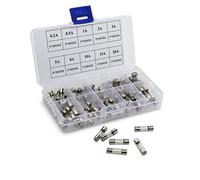 DollaTek 5x20mm Fusibili in Vetro a soffiaggio rapido Fusibili a Tubo in Vetro per soffiaggio rapido Kit Accessori Assortiti 0.2A, 0.5A, 1A, 2A, 3A, 5A, 8A, 10A, 15A, 20A - 100 Pezzi