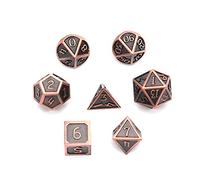 DollaTek 7Pcs poliedrici in Metallo Solido Set di Dadi D&D in Metallo Solido con Custodia e Lega di Zinco con Smalto per Giochi di Ruolo Dungeons And Dragons (elettroforetico Arancione e Bianco)