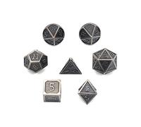 DollaTek 7Pcs poliedrici in Metallo Solido Set di Dadi D&D in Metallo Solido con Custodia e Lega di Zinco con Smalto per Giochi di Ruolo Dungeons And Dragons (elettroforetico Blu e Bianco)