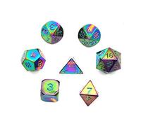 DollaTek 7Pcs Set di Dadi in Metallo Solido DND Gioco di Dadi D&D in Metallo Solido con Custodia e Lega di Zinco con Smalto per Giochi di Ruolo Sotterranei e Draghi(Argento Antico Placcato)