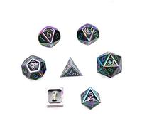 DollaTek 7Pcs Set di Dadi in Metallo Solido DND Gioco di Dadi D&D in Metallo Solido con Custodia e Lega di Zinco con Smalto per Giochi di Ruolo Sotterranei e Draghi(Double Color Mix Blue And Purple)
