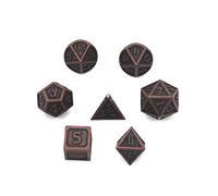 DollaTek 7Pcs Set di Dadi in Metallo Solido DND Gioco di Dadi D&D in Metallo Solido con Custodia e Lega di Zinco con Smalto per Giochi di Ruolo Sotterranei e Draghi(Antico Appeso Rosso Rame Placcato)