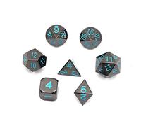 DollaTek 7Pcs Set di Dadi in Metallo Solido DND Gioco di Dadi D&D in Metallo Solido con Custodia e Lega di Zinco con Smalto per Giochi di Ruolo Sotterranei e Draghi(Argento Antico Appeso Placcato)