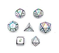 DollaTek 7Pcs Set di Dadi in Metallo Solido DND Gioco di Dadi D&D in Metallo Solido con Custodia e Lega di Zinco con Smalto per Giochi di Ruolo Sotterranei e Draghi(Double Color Mix Blue And Pink)