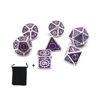 DollaTek Dadi poliedrici 7PCS in Metallo con Custodia Nera per Giochi di Ruolo Dungeons And Dragons D&D Insegnamento della Matematica (Nero)