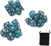 DollaTek Dadi poliedrici con Punto Glitter Set Giochi da Tavolo Dadi 3 Set Dadi 3 x 7 (21 Pezzi) Serie Die D20 D12 D10 D8 D6 D4 Dadi DND DND Rpg MTG Doppi Colori One Piece (Blu)