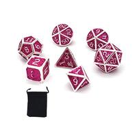 DollaTek Dadi poliedrici in Metallo 7PCS con Custodia Nera per Giochi di Ruolo Dungeons And Dragons Insegnamento di Matematica D&D (Gear Gold e Blue)