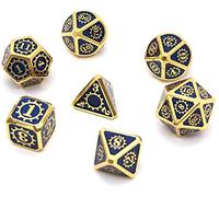 DollaTek Dadi poliedrici in Metallo 7PCS con Custodia Nera per Giochi di Ruolo Dungeons And Dragons D&D Insegnamento della Matematica (Bianco)