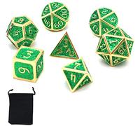 DollaTek Dadi poliedrici in Metallo 7PCS con Custodia Nera per Giochi di Ruolo Dungeons And Dragons Insegnamento di Matematica D&D (Gear Copper Red And Purple)