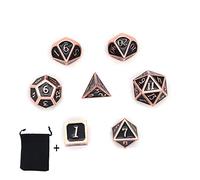DollaTek Dadi poliedrici in Metallo 7PCS con Custodia Nera per Giochi di Ruolo Dungeons And Dragons D&D Math Teaching (Arancione)