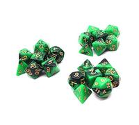DollaTek Dadi poliedrici Set Giochi da Tavolo Dadi 3 Set Dadi 3 x 7 (21 Pezzi) Serie Die D20 D12 D10 D8 D6 D4 Dadi DND DND Rpg MTG Doppi Colori One Piece (Nero e Verde)