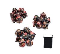 DollaTek Dadi poliedrici Set Giochi da Tavolo Dadi 3 Set Dadi 3 x 7 (21 Pezzi) Serie Die D20 D12 D10 D8 D6 D4 Dadi DND DND Rpg MTG Doppi Colori One Piece (Nuovo Rosso e Nero)