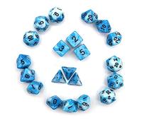 DollaTek Dadi poliedrici Set Giochi da Tavolo Dadi 3 Set Dadi 3 x 7 (21 Pezzi) Serie Die D20 D12 D10 D8 D6 D4 DND Rpg MTG Doppi Colori One Piece (Blu Bianco e Olio Nero)