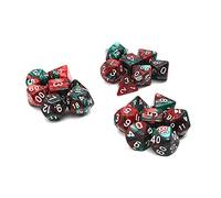 DollaTek Dadi poliedrici Set Giochi da Tavolo Dadi 3 Set Dadi 3 x 7 (21 Pezzi) Serie Die D20 D12 D10 D8 D6 D4 Dadi DND DND Rpg MTG Doppi Colori One Piece (Rosso e Verde)