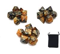 DollaTek Dadi poliedrici Set Giochi da Tavolo Dadi 3 Set Dadi 3 x 7 (21 Pezzi) Serie Die D20 D12 D10 D8 D6 D4 Dadi DND DND Rpg MTG Doppi Colori One Piece (Nero e Giallo)
