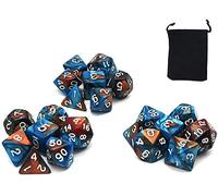 DollaTek Dadi poliedrici Set Giochi da Tavolo Dadi 3 Set Dadi 3 x 7 (21 Pezzi) Serie Die D20 D12 D10 D8 D6 D4 Dadi DND DND Rpg MTG Doppi Colori One Piece (Verde e Oro)
