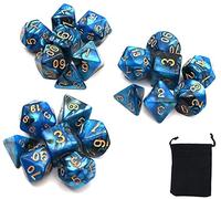 DollaTek Dadi poliedrici Set Giochi da Tavolo Dadi 3 Set Dadi 3 x 7 (21 Pezzi) Serie Die D20 D12 D10 D8 D6 D4 Dadi DND DND Rpg MTG Doppi Colori One Piece (Nero e Blu)