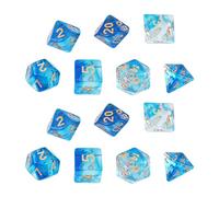 DollaTek Dadi Poliedrici Trasparenti Set Giochi da Tavolo - 2 Set Dadi (14 Pezzi) Serie di Dadi D20 D12 D10 D8 D6 D4 DND Rpg MTG Doppi Colori One Piece (Blu)