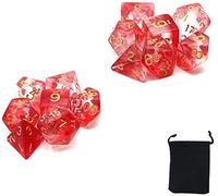DollaTek Dadi poliedrici Trasparenti Set Giochi da Tavolo Dadi 2 Set Dadi 2 x 7 (14 Pezzi) Serie di Dadi D20 D12 D10 D8 D6 D4 Dadi DND DND Rpg MTG Doppi Colori One Piece (Rosso)