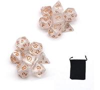 DollaTek Dadi poliedrici Trasparenti Set Giochi da Tavolo Dadi 2 Set Dadi 2 x 7 (14 Pezzi) Serie Die D20 D12 D10 D8 D6 D4 Dadi DND DND Rpg MTG Doppi Colori One Piece (Bianco)