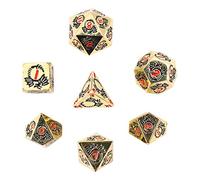 DollaTek Dragon Pattern DND Set di Dadi in Metallo utilizzato per Dungeon e Dragon DND Dice Game (con Borsa Nera) - Oro