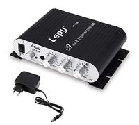 DollaTek LEPY LP-838 Accessorio Audio per subwoofer Stereo con Amplificatore per Canale Auto (Nero) con Luce a LED