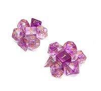 DollaTek Set Dadi Poliedrici Trasparenti per Giochi da Tavolo - 2 Set (14 Pezzi) D20 D12 D10 D8 D6 D4 per DND RPG MTG - Doppi Colori (Viola)