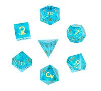 DollaTek Set di Dadi DND Trasparenti in Resina di Lusso Dadi poliedrici Dadi Rpg dados rol D4 D6 D8 D10 D12 D20 Set di Dadi - Blu