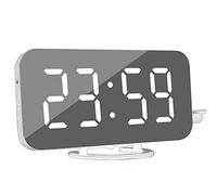 DollaTek Sveglia Digitale - Sveglia Moderna con Porta USB Specchio Digitale Orologio Migliore Orologio Decorativo per Il Tavolo da Pranzo Scrivania - Carattere Bianco