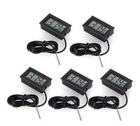 DollaTek Termometro Digitale per Monitor della Temperatura LCD 5 Pezzi con sonda Esterna per Frigorifero e congelatore per Acquario - Nero