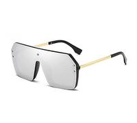 Dollger Occhiali da Sole Oversize per Donna e Uomo - Classici Flat Top Retrò Con Protezione UV400 - Argento