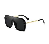 Dollger Occhiali da Sole Oversize per Donna e Uomo - Classici Flat Top Retrò con Protezione UV400 - Nero