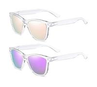 Dollger Occhiali da sole polarizzati per uomo e donna, occhiali da sole retrò classici con protezione UV400, A1: lente viola e oro rosa, M