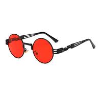 Dollger Occhiali da sole rotondi montatura in metallo Steampunk red