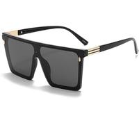 Dollger Square Oversized Occhiali da sole per donne e uomini Trendy Flat Top Big Black Shades UV400 Sunnies, Nero , m