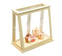 dollhose Cake Display Cabinet - Miniature Bakery Stand, Realistic Small Food Counter Model, Pretend Play Toy Cupboard | Decorative Shop Layout Furniture For Doll House Landscape Design