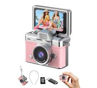 DollRank - Mini fotocamera digitale portatile da 1080p, con display LCD e flash da 1,44", per viaggi, feste, compleanni, colore: rosa