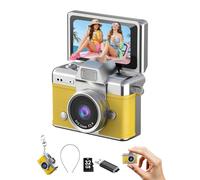 DollRank - Mini fotocamera digitale portatile da 1080p, con display LCD e flash da 1,44", per viaggi, feste, compleanni, colore: giallo