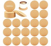 Dolltobe 100 sottobicchieri rotondi in sughero, 9,9 cm non finiti per artigianato, perfetti per progetti artistici fai da te