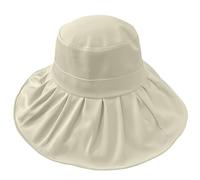 Dolltobe Cappello da sole regolabile da donna, a tesa larga, impermeabile, stile secchiello bianco crema, materiale traspirante, protezione UPF 50+, eccellente per primavera e autunno