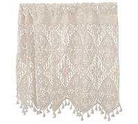 Dolltobe Mantovana da cucina vintage all'uncinetto, tende con nappe in pizzo di cotone, trattamento finestra porta bar, tasca corta per asta