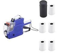Dolltobe MX-6600 - Kit per etichettatrice per etichette a 2 linee e 20 bit, include 5 rotoli di etichette, 1 rullo di inchiostro, stampa liscia, facile da usare per la vendita al dettaglio, blu