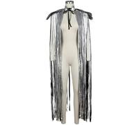 Dolltobe Scialle con paillettes e frangia, fascia per spalle con ali d'angelo, nappe, per uomo che brucia e cosplay, colore argento