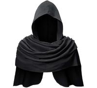 Dolltobe Sciarpa nera con cappuccio, mantello medievale vichingo rinascimentale, unisex, in poliestere, accessorio per costume per feste cosplay e spettacoli teatrali