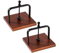 Dolltobe Set di 2 portatovaglioli salvaspazio in metallo nero con base in legno, telaio in alluminio, ideale per interni ed esterni