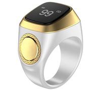 Dolltobe Smart Tasbih Zikr Ring - Contatore digitale con Smart App Counting, BT 5.1 Sync, ampio display trasparente da 2 cm, promemoria tempo di preghiera, corpo in metallo e plastica per uso